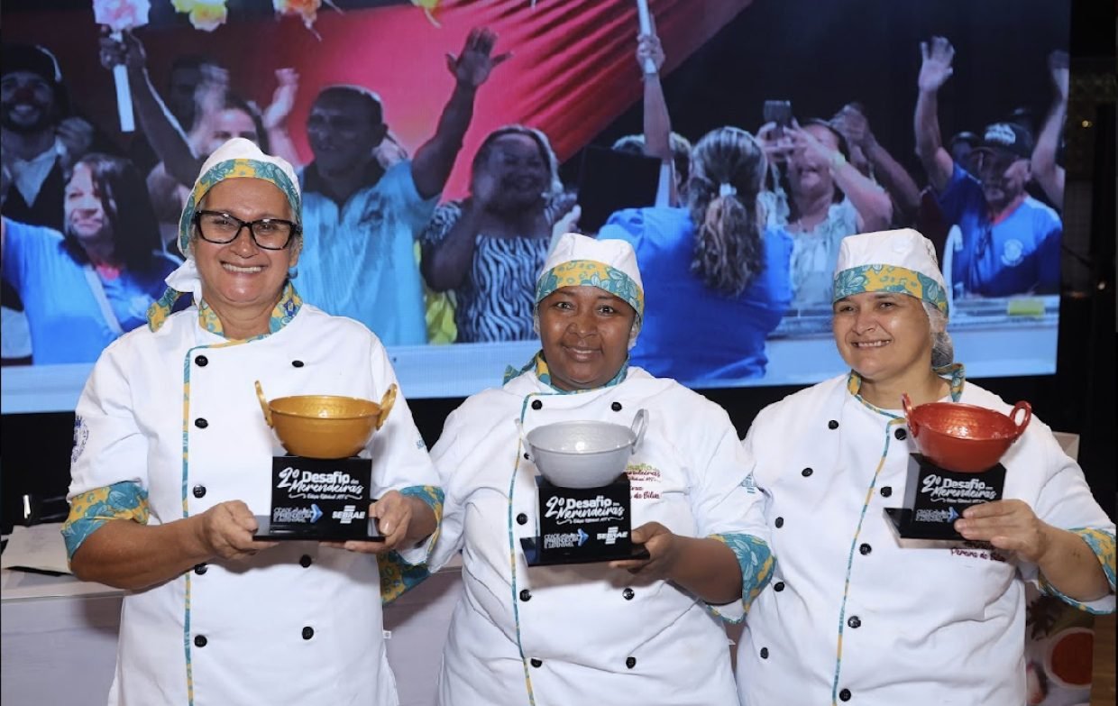As três ganhadoras: Vandenir Oliveira, de Barão (campeã); a vice-campeã Celina da Silva, de Livramento; e Arinéia da Silva, de Campo Verde.